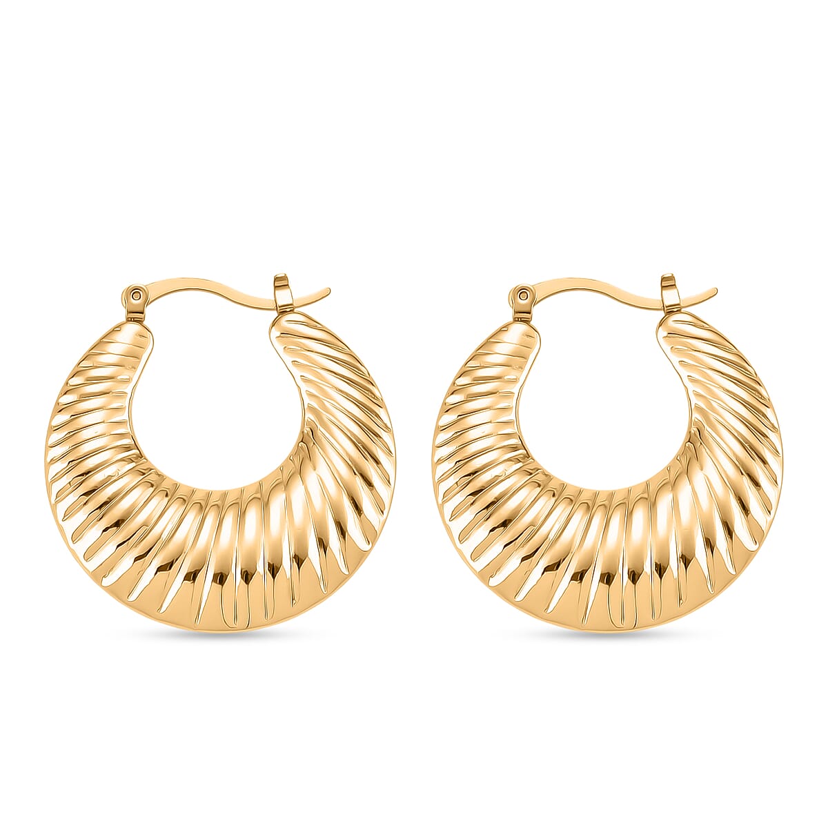 Hoop Earrings in ION Plated YG Stainless Steel image number 3