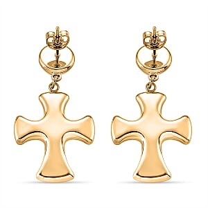 Cross Earrings in ION Plated YG Stainless Steel