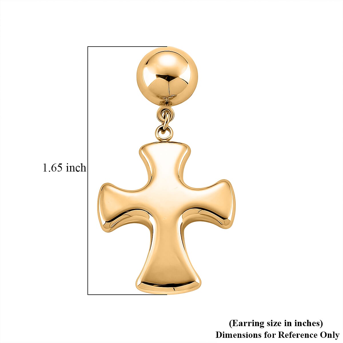 Cross Earrings in ION Plated YG Stainless Steel image number 4