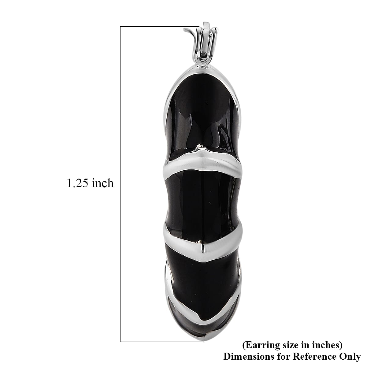 Black Enameled Hoop Earrings in Stainless Steel