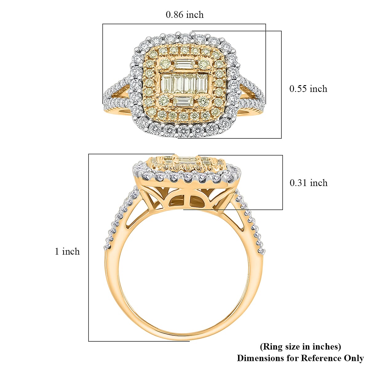 Doorbuster NY Closeout Natural Yellow and White Diamond G VS 1.00 ctw Ring in 14K Yellow Gold (Size 5.0) image number 5