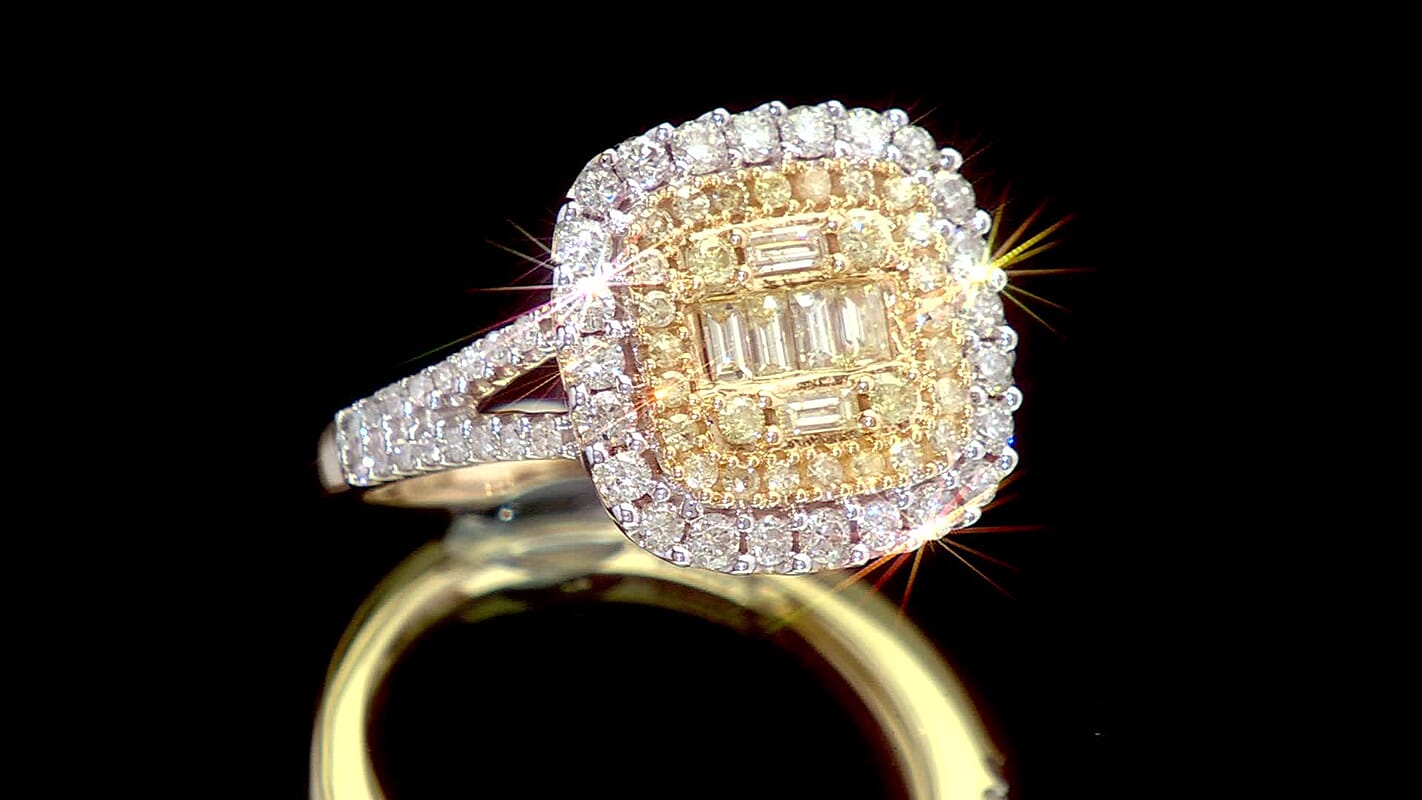 Natural Yellow and White Diamond G VS 1.00 ctw Ring in 14K Yellow Gold (Size 10.0)