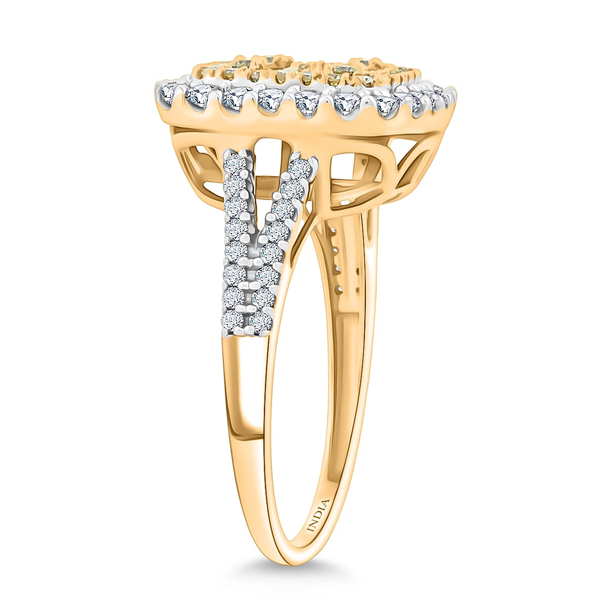 Ankur Treasure Chest Natural Yellow Diamond, White Diamond Ring in 14K Yellow Gold 1.00 ctw (Size 7.0)