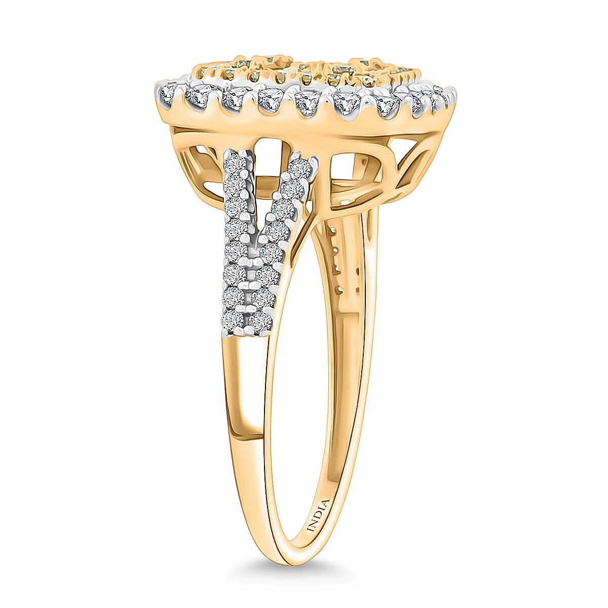 Ankur Treasure Chest Natural Yellow Diamond, White Diamond Ring in 14K Yellow Gold 1.00 ctw (Size 9.5) image number 3
