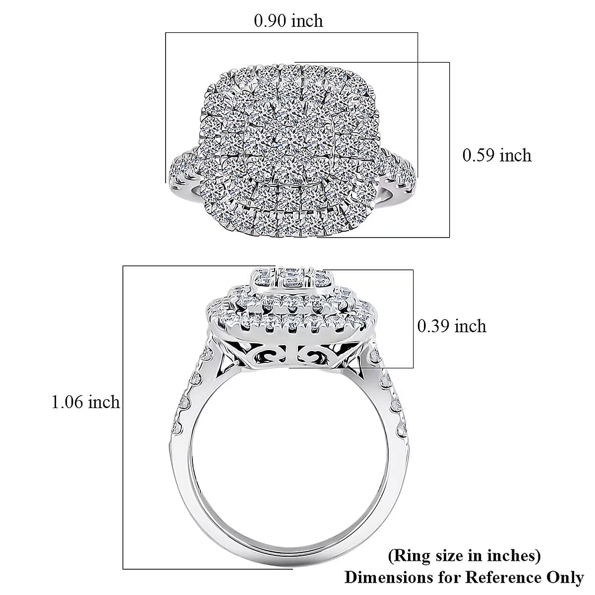 Luxuriant Lab Grown Diamond Ring in Sterling Silver 2.00 ctw (Size 9.0) (G VS) image number 6