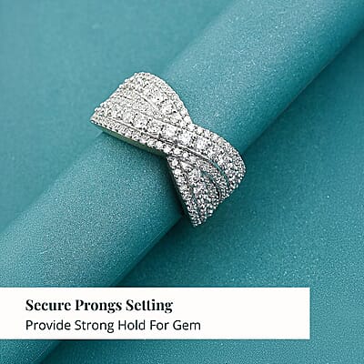 Luxuriant Lab Grown Diamond (G VS 10.0) 1.50 ctw Interlace Criss-Cross Ring in 14K Yellow Gold Over Sterling Silver (Size 10.0)