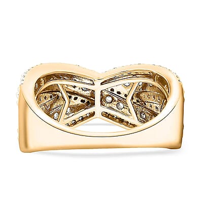 Luxuriant Lab Grown Diamond (G VS 10.0) 1.50 ctw Interlace Criss-Cross Ring in 14K Yellow Gold Over Sterling Silver (Size 10.0)