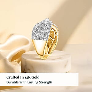 Luxuriant Lab Grown Diamond (G VS 5.0) 1.50 ctw Interlace Criss-Cross Ring in 14K Yellow Gold Over Sterling Silver (Size 5.0)