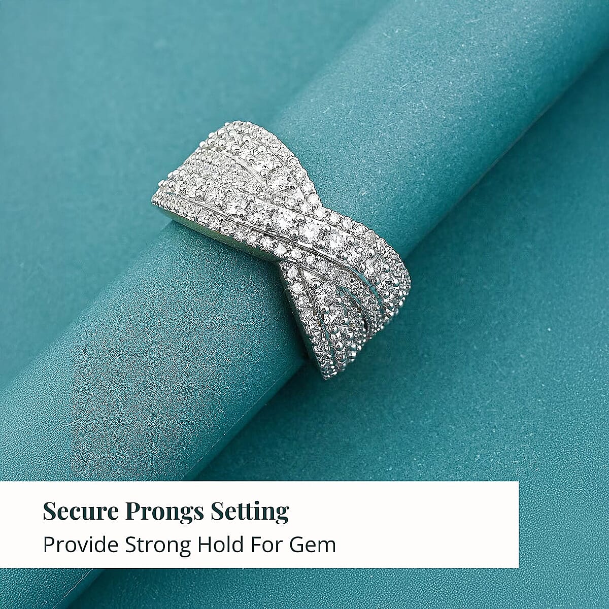 Luxuriant Lab Grown Diamond (G VS 5.0) 1.50 ctw Interlace Criss-Cross Ring in 14K Yellow Gold Over Sterling Silver (Size 5.0) image number 4