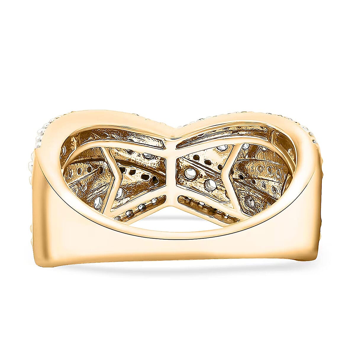 Luxuriant Lab Grown Diamond (G VS 5.0) 1.50 ctw Interlace Criss-Cross Ring in 14K Yellow Gold Over Sterling Silver (Size 5.0) image number 7