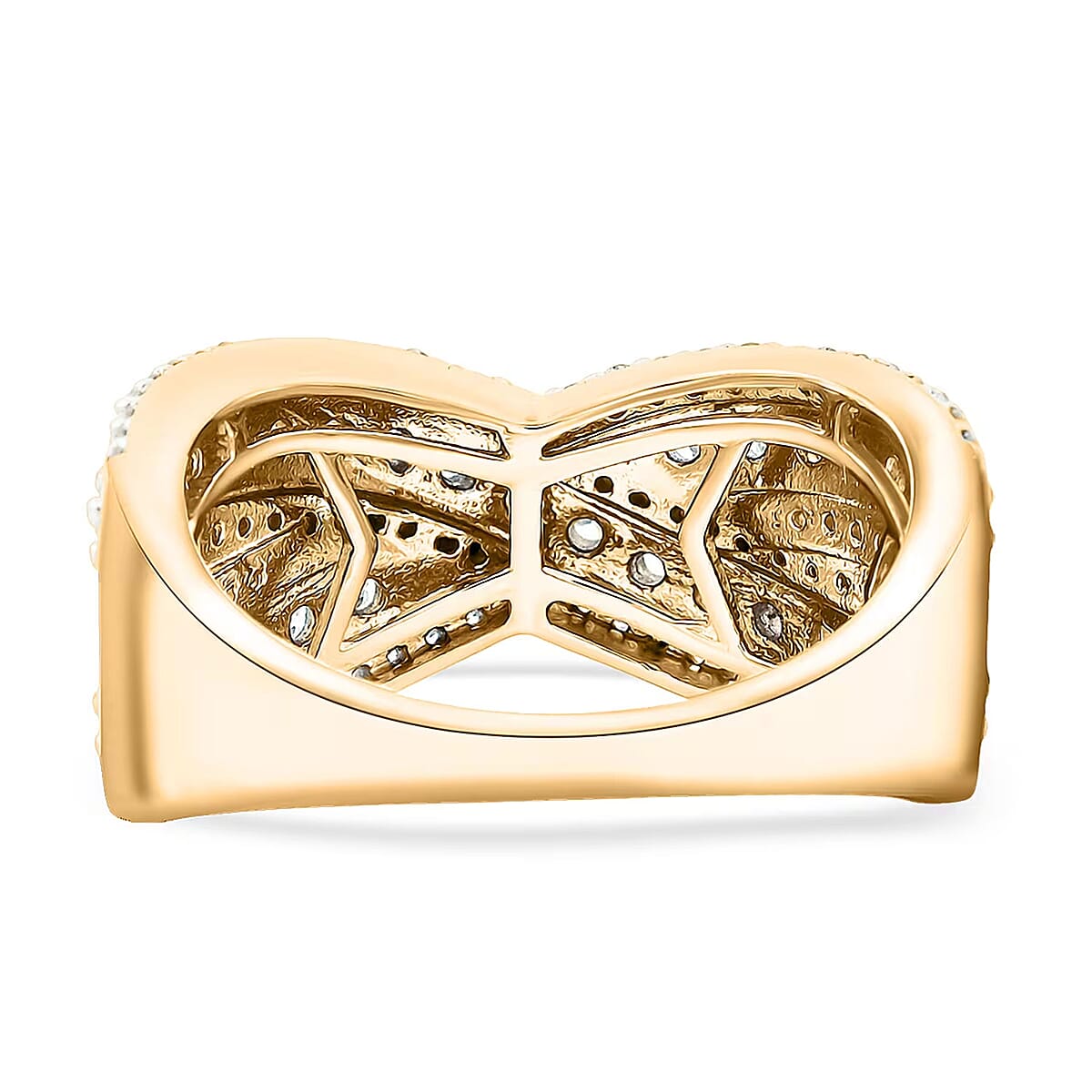 Luxuriant Lab Grown Diamond (G VS 6.0) 1.50 ctw Interlace Criss-Cross Ring in 14K Yellow Gold Over Sterling Silver (Size 6.0) image number 7