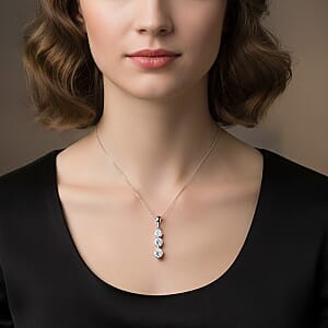 Diamond Pendant in 14K White Gold with Stainless Steel Necklace 0.50 ctw (18 Inches)