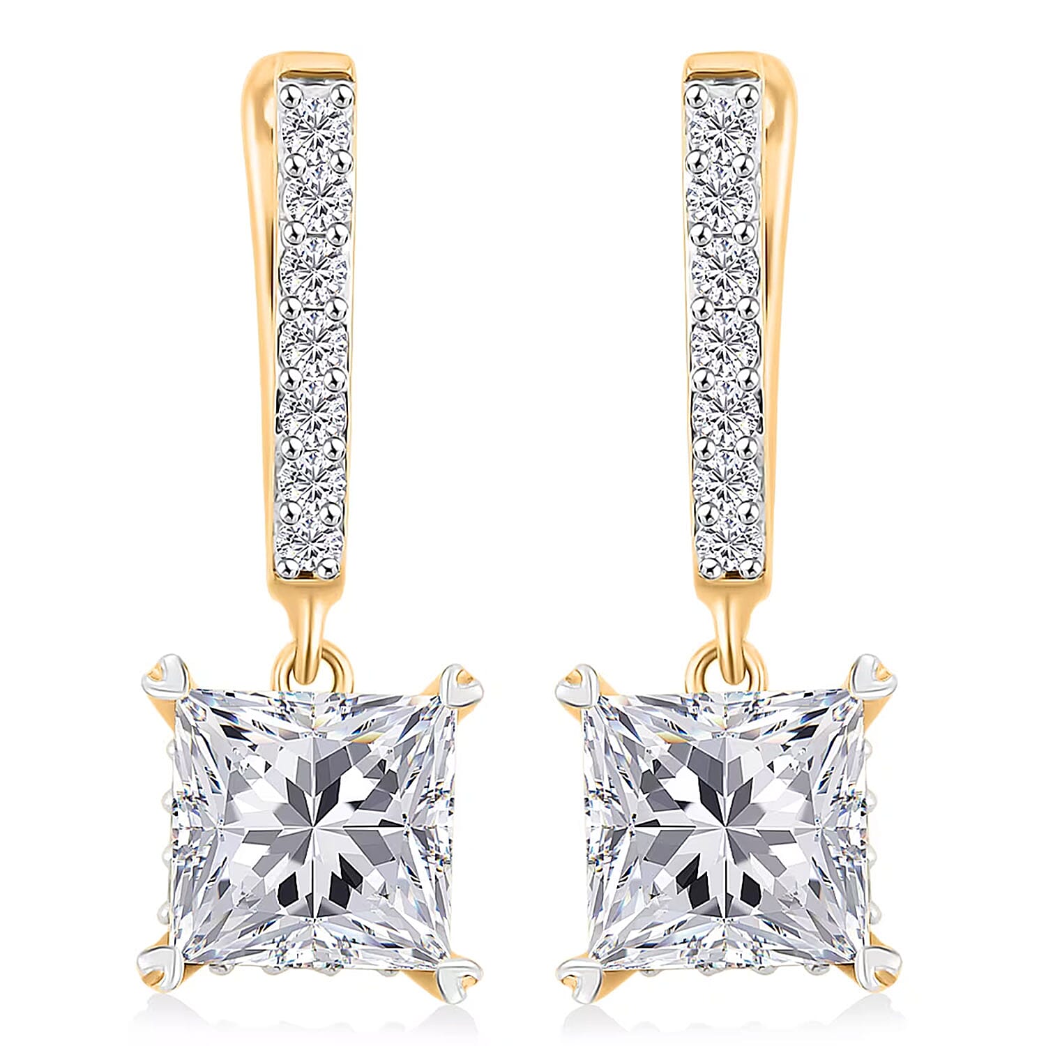 Luxuriant Lab Grown Diamond G VS 4.25 ctw Earrings in 14K Yellow Gold Over Sterling Silver 