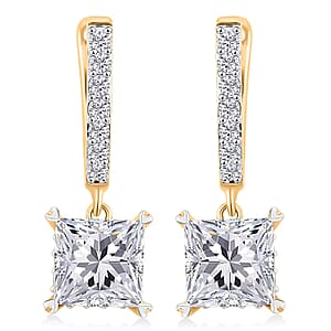 Luxuriant Lab Grown Diamond G VS 4.25 ctw Earrings in 14K Yellow Gold Over Sterling Silver 