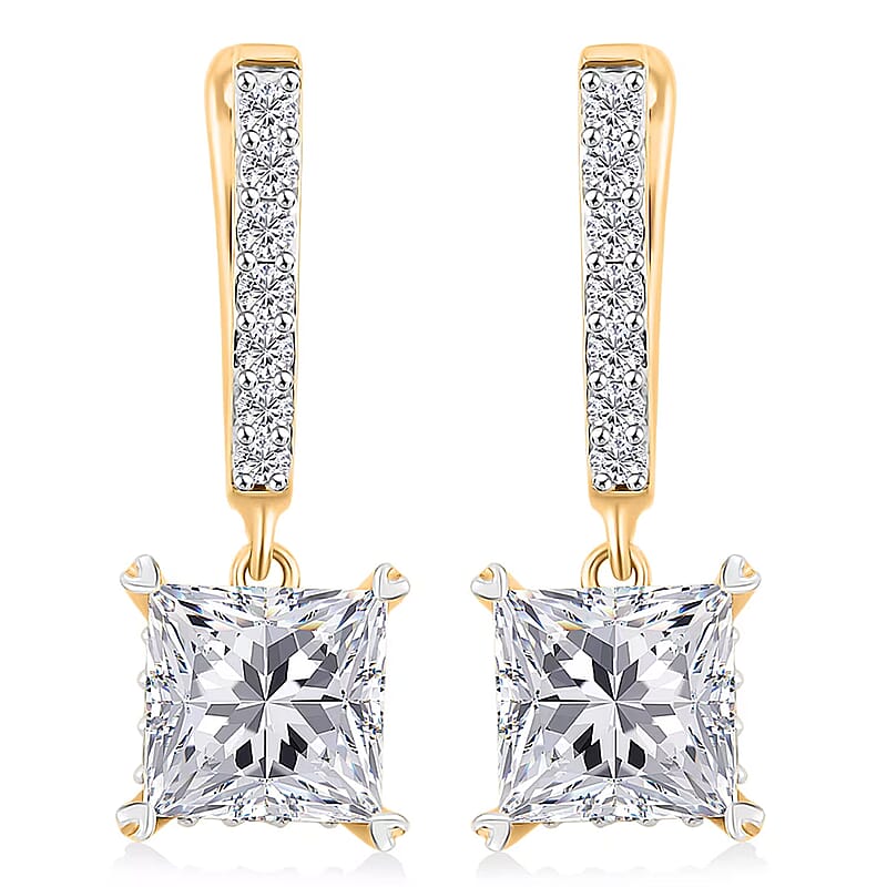 Luxuriant Lab Grown Diamond G VS 4.25 ctw Earrings in 14K Yellow Gold Over Sterling Silver
