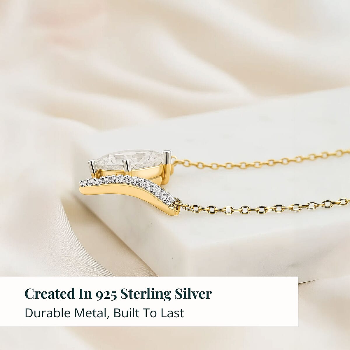 Luxuriant Lab Grown Diamond G VS 2.75 ctw Pendant Necklace 18 Inches in 14K Yellow Gold Over Sterling Silver image number 2