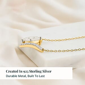 Luxuriant Lab Grown Diamond G VS 2.75 ctw Pendant Necklace 18 Inches in 14K Yellow Gold Over Sterling Silver