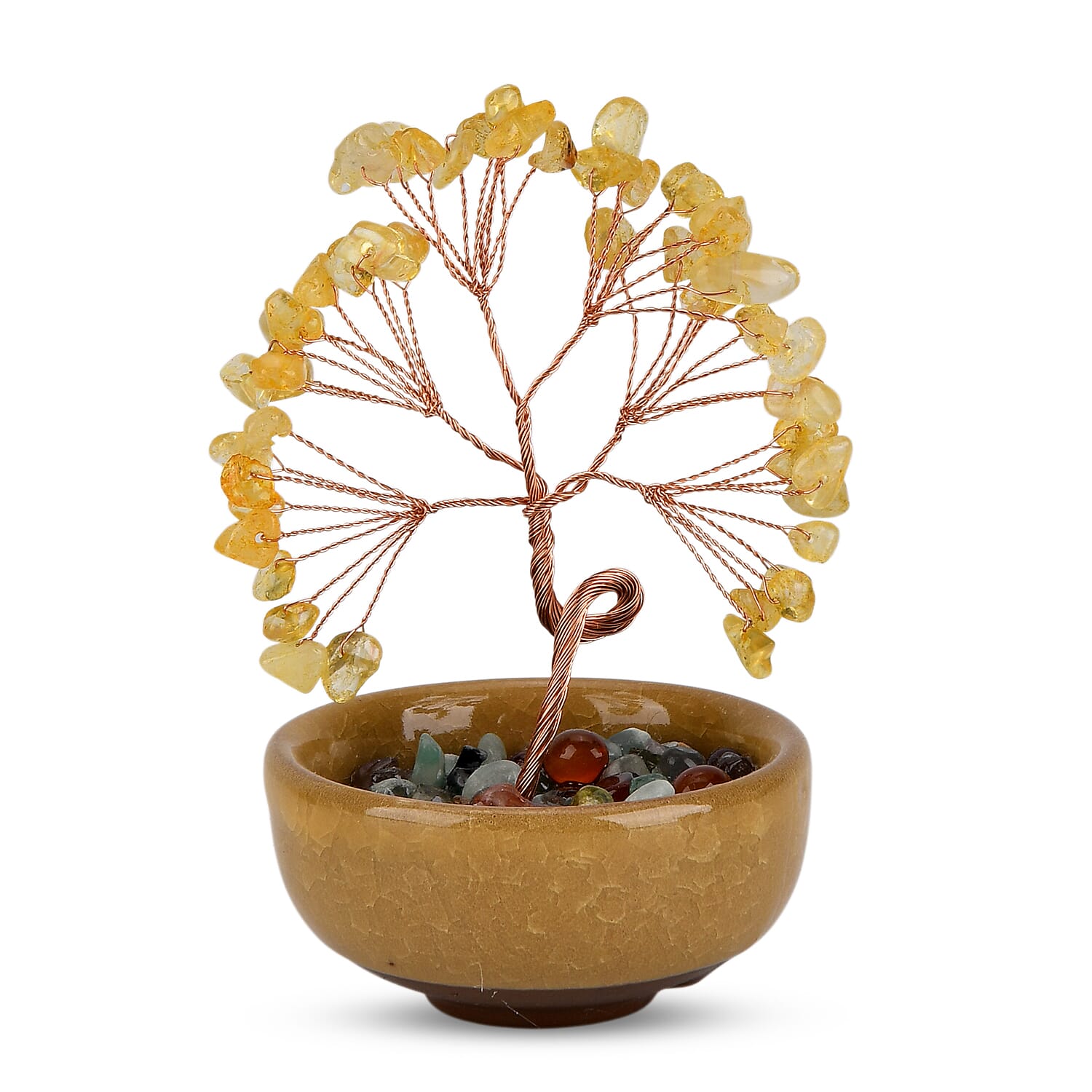 Livmore Citrine Gemstone Tree Décor with Ceramic Base