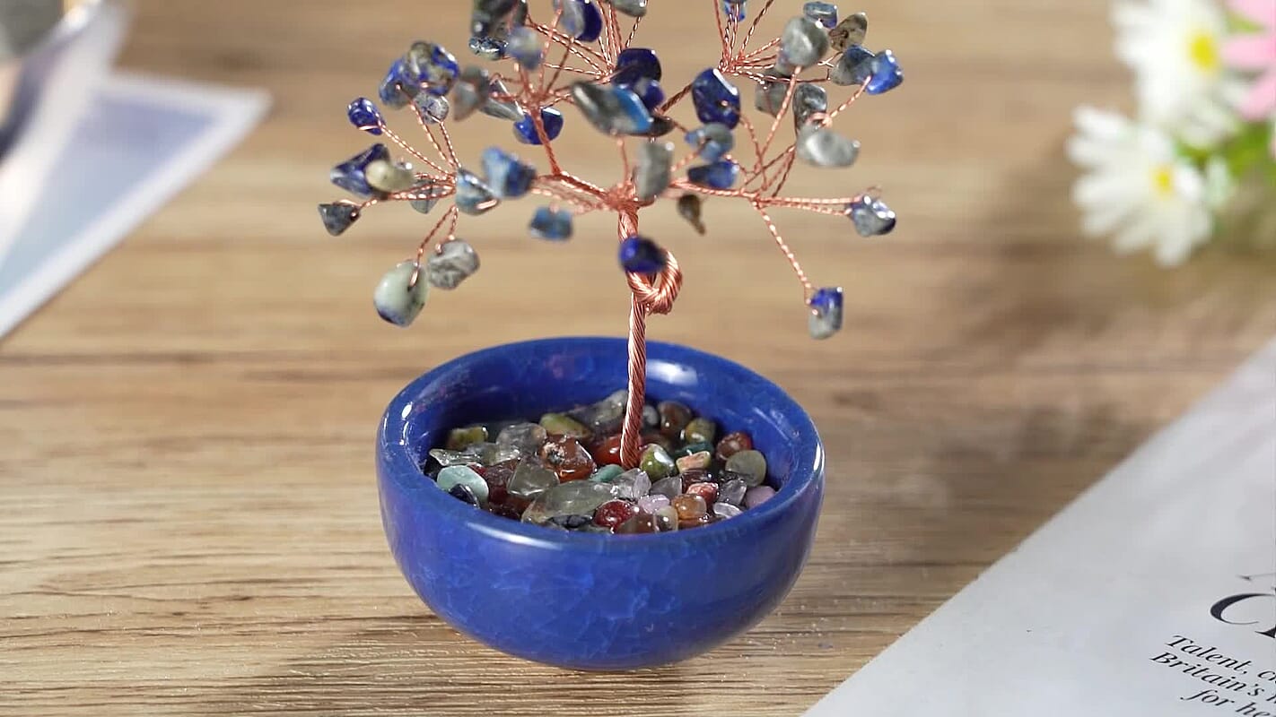 Livmore Citrine Gemstone Tree Décor with Ceramic Base