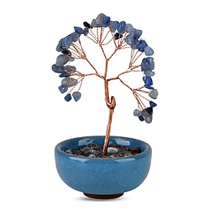 Livmore Blue Aventurine Tree with Ceramic Base