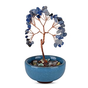 Livmore Blue Aventurine Tree with Ceramic Base