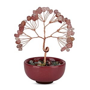 Livmore Strawberry Quartz Tree with Ceramic Base