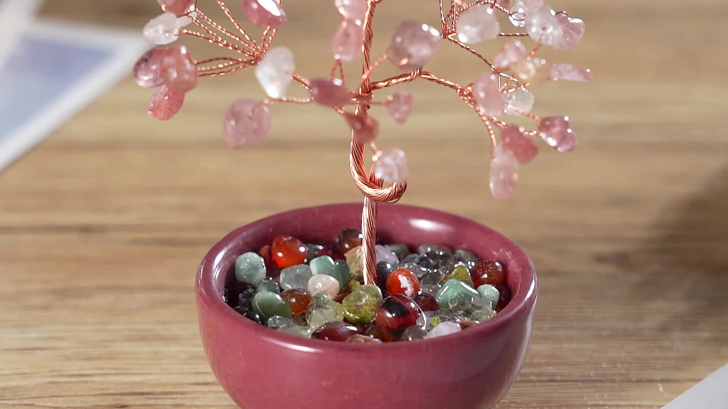 Livmore Citrine Gemstone Tree Décor with Ceramic Base