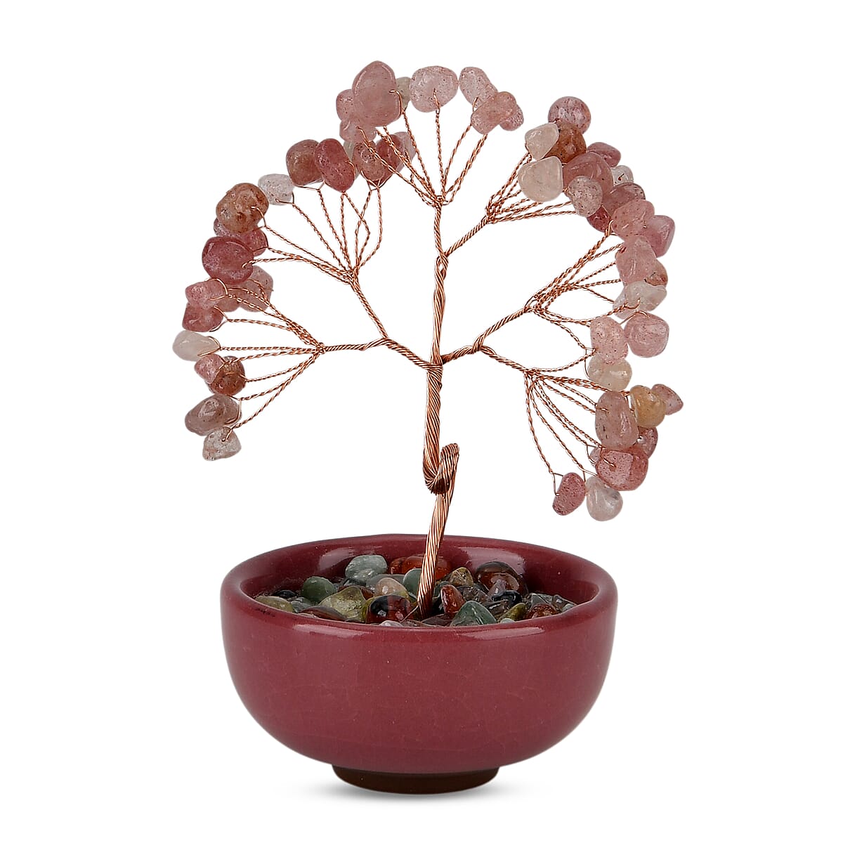 Livmore Strawberry Quartz Tree with Ceramic Base image number 2