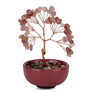 Livmore Strawberry Quartz Tree with Ceramic Base