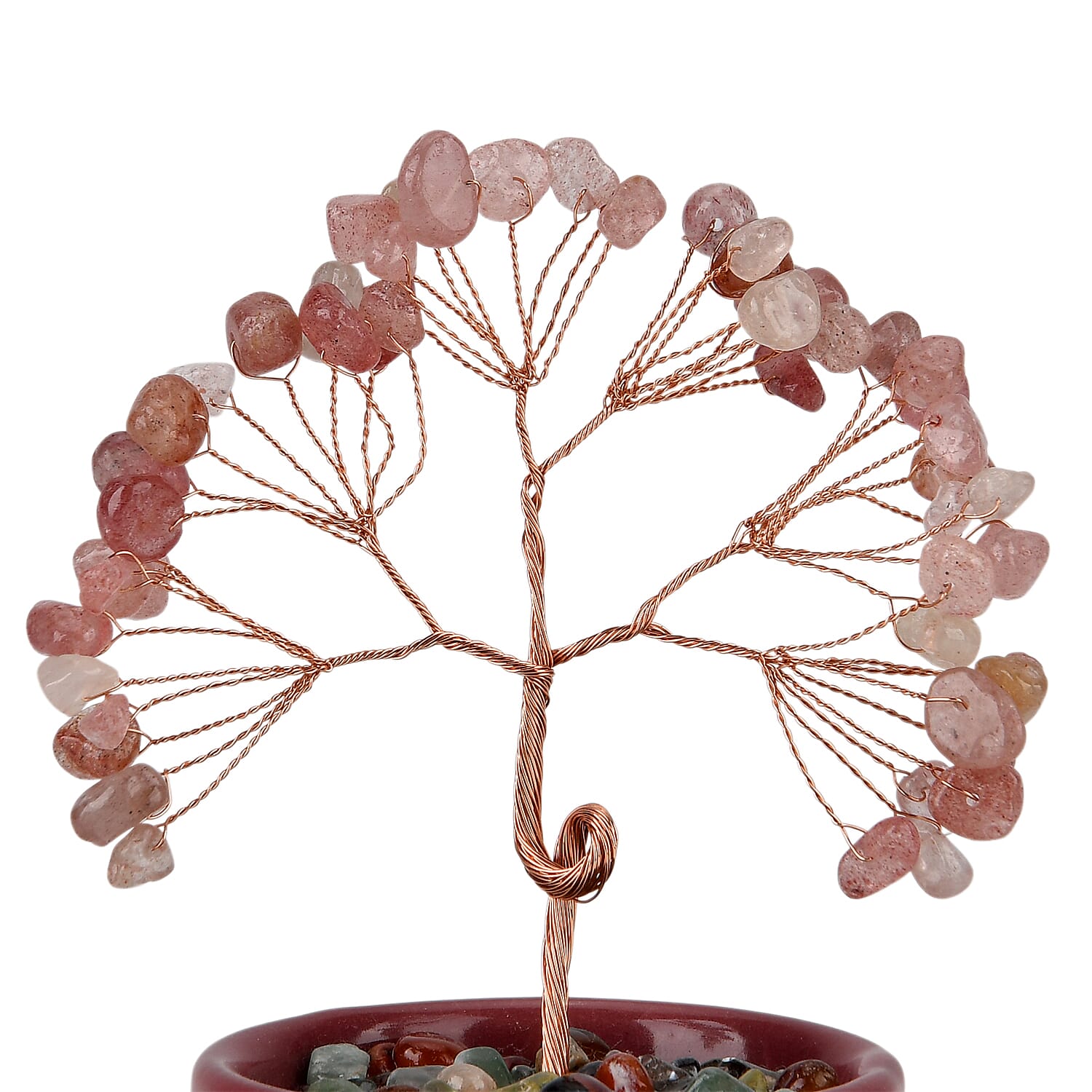 Livmore Strawberry Quartz Tree with Ceramic Base