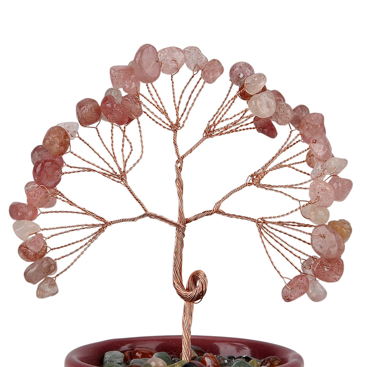 Livmore Strawberry Quartz Tree with Ceramic Base image number 4