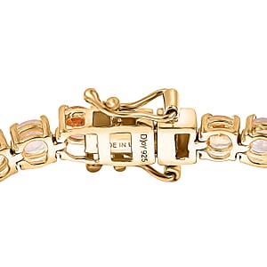 D'Joy Imperial Garnet, Rainbow Moonstone Bracelet in 18K Vermeil YG Over Sterling Silver 10.50 ctw (6.50 Inches) (Del. in 8-10 Days)