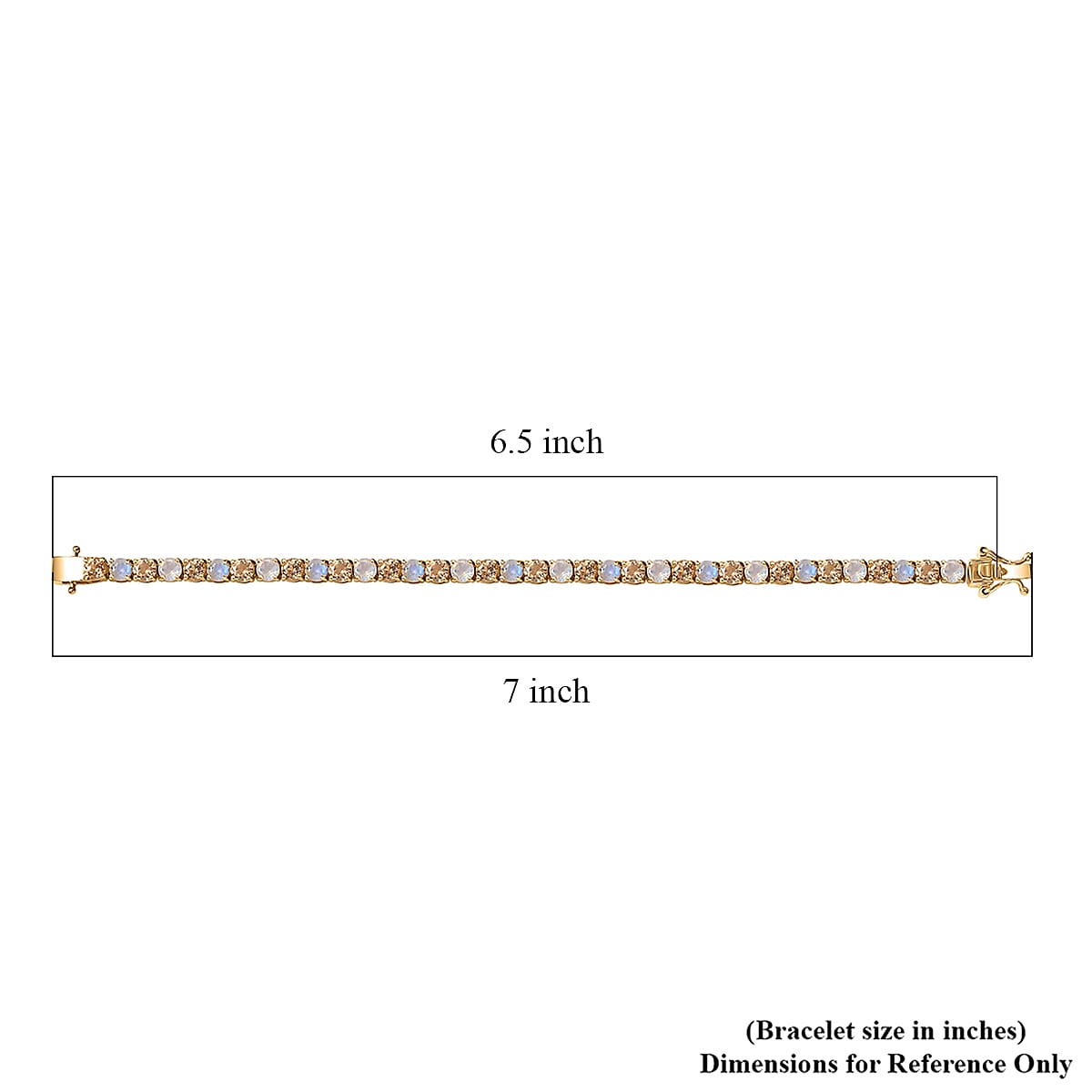 D'Joy Imperial Garnet and Rainbow Moonstone 10.50 ctw Sunfire Glow Bracelet in 18K Vermeil Yellow Gold Over Sterling Silver (6.50 In) (Del. in 8-10 Days) image number 4