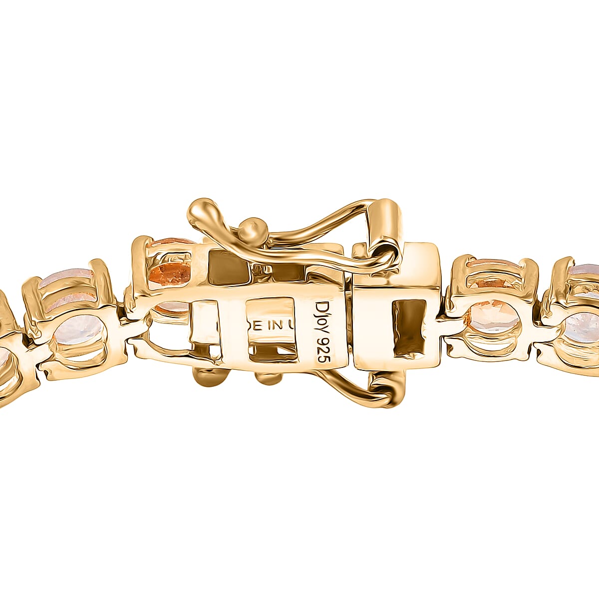 D'Joy Imperial Garnet and Rainbow Moonstone 12.00 ctw Sunfire Glow Bracelet in 18K Vermeil Yellow Gold Over Sterling Silver (7.25 In) image number 3