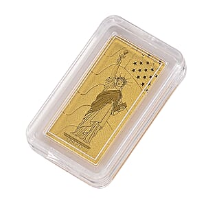 Doorbuster 24K Yellow Gold 3D Statue of Liberty Emboss Bar (10x20x0.23mm) 1gram