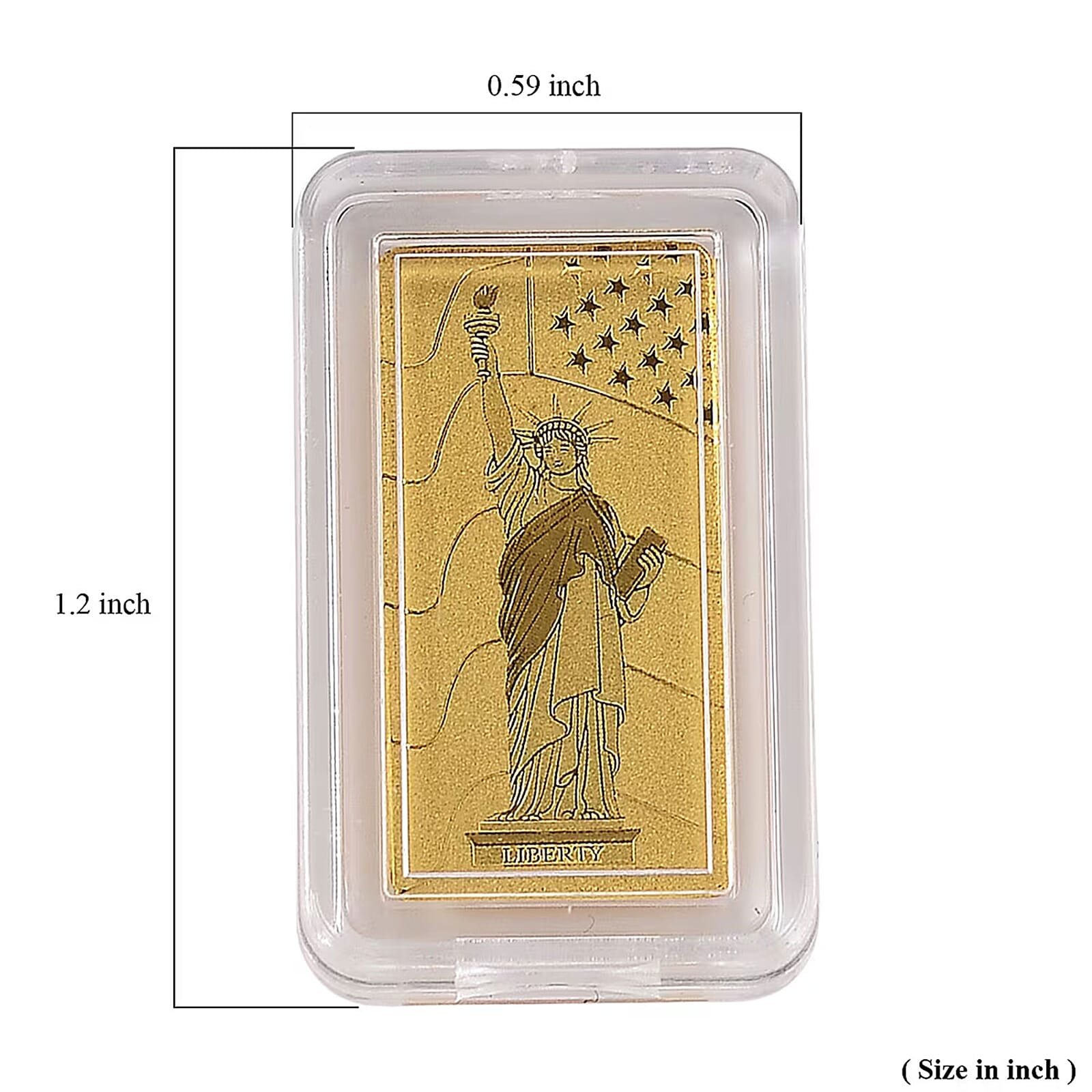 24K Yellow Gold 3D Statue of Liberty Emboss Bar (10x20x0.23mm) 1gram