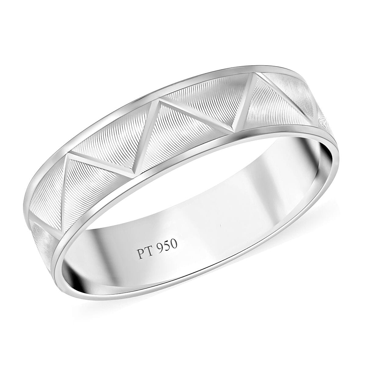 Doorbuster Rhapsody ZigZag Texture Band Ring in 950 Platinum (Size 9.5) 5.75 Grams image number 0