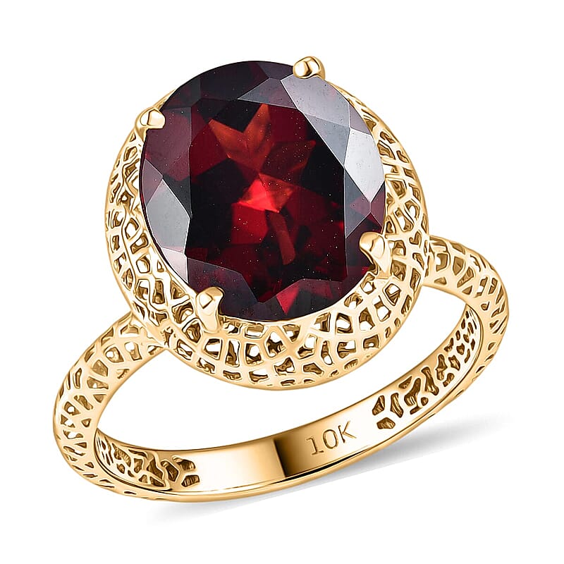 Mirage Collection Premium Mozambique Garnet 5.30 ctw Vintage Glow Ring in 10K Yellow Gold (Size 10.0)