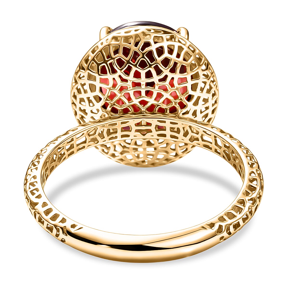 Mirage Collection 10K Yellow Gold Premium Mozambique Garnet Ring (Size 10.0) 5.30 ctw image number 4