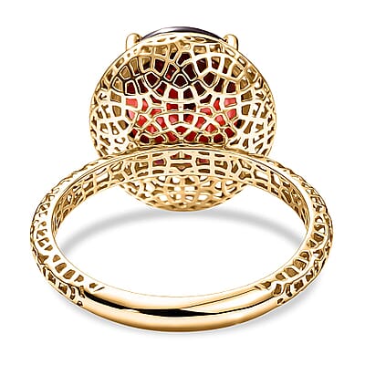 Mirage Collection Premium Mozambique Garnet 5.30 ctw Vintage Glow Ring in 10K Yellow Gold (Size 10.0)