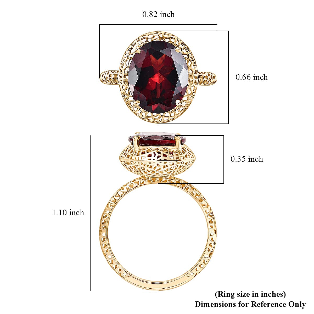 Mirage Collection Premium Mozambique Garnet 5.30 ctw Vintage Glow Ring in 10K Yellow Gold (Size 10.5) image number 5
