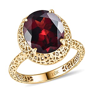 Mirage Collection Premium Mozambique Garnet 5.30 ctw Vintage Glow Ring in 10K Yellow Gold (Size 5.5)