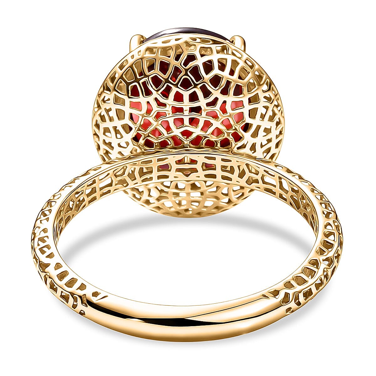 Mirage Collection Premium Mozambique Garnet 5.30 ctw Vintage Glow Ring in 10K Yellow Gold (Size 5.5) image number 4