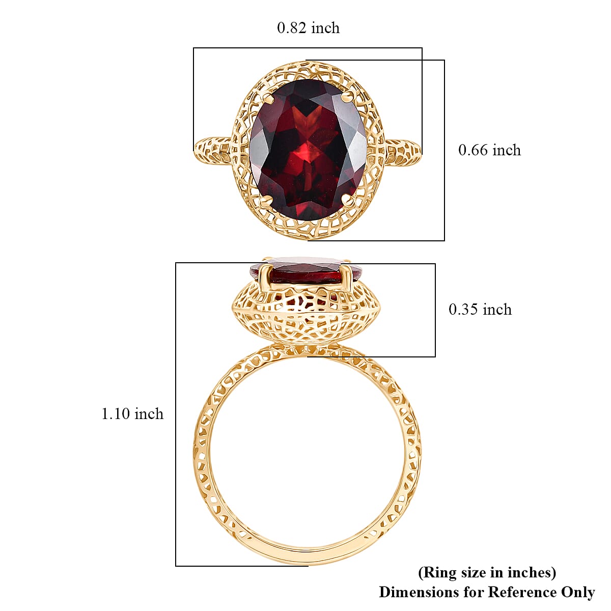 Mirage Collection Premium Mozambique Garnet 5.30 ctw Vintage Glow Ring in 10K Yellow Gold (Size 8.0) image number 5