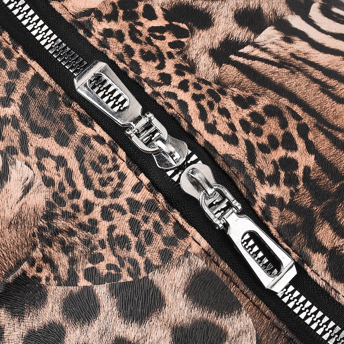 La Marey Khaki Leopard Print Faux Leather Duffel Bag image number 6
