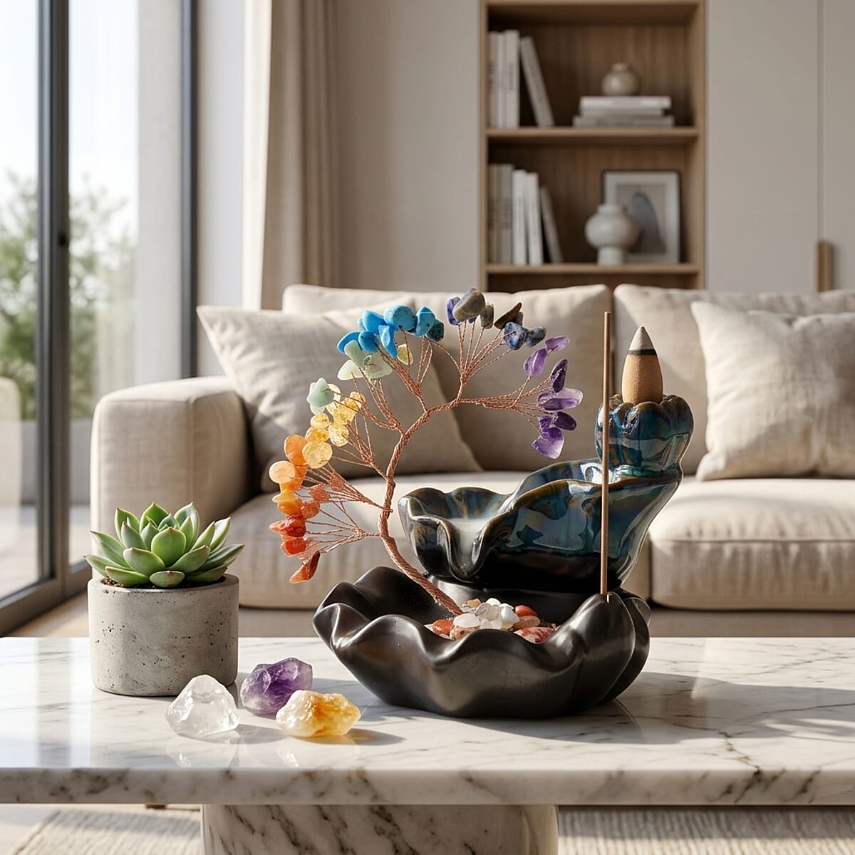 Livmore Multi-Gemstone Tree with Ceramic Base image number 1