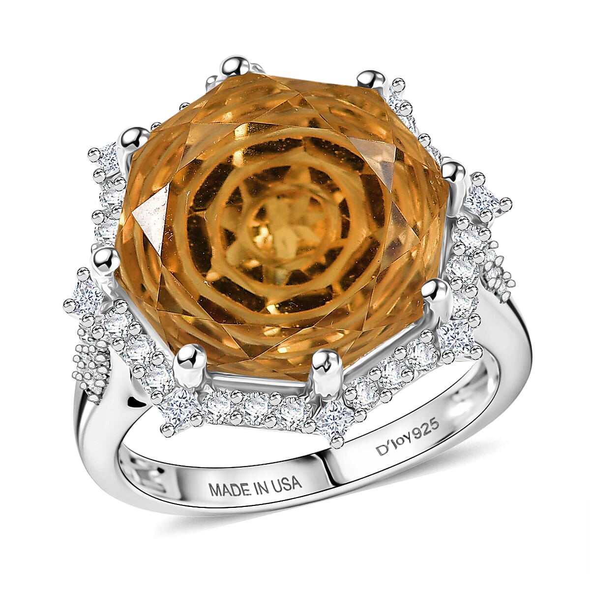 D'Joy African Amethyst, Moissanite Ring in Rhodium Over Sterling Silver (Size 10.0) 12.50 ctw