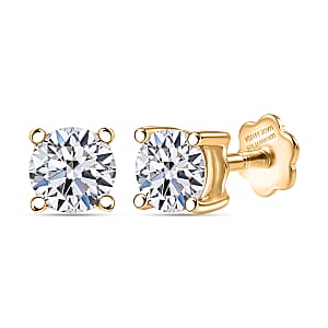 Luxuriant Lab Grown Diamond G-H SI 0.90 ctw Earrings in 18K Vermeil Yellow Gold Over Sterling Silver