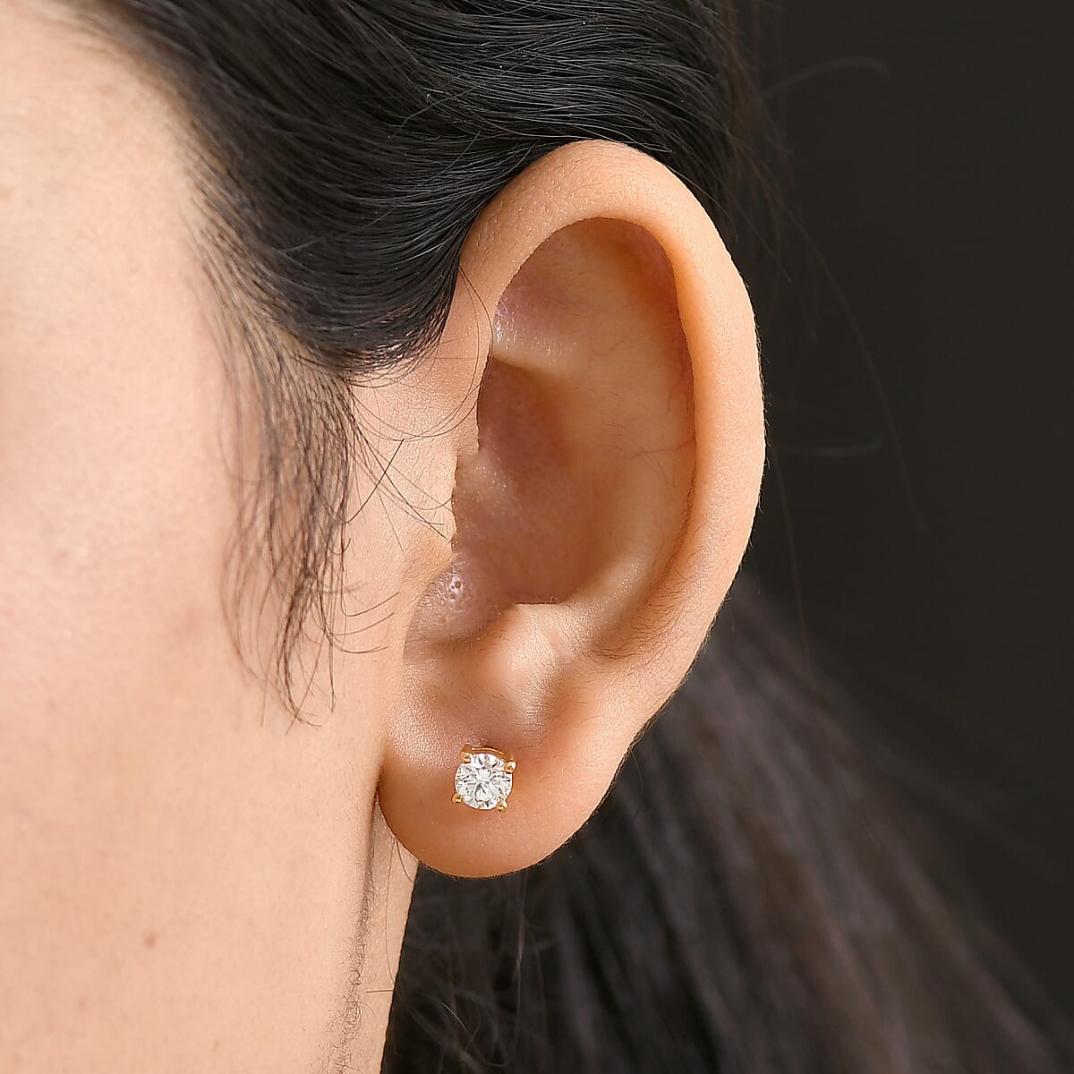 Luxuriant Lab Grown Diamond G-H SI 0.90 ctw Earrings in 18K Vermeil Yellow Gold Over Sterling Silver image number 2