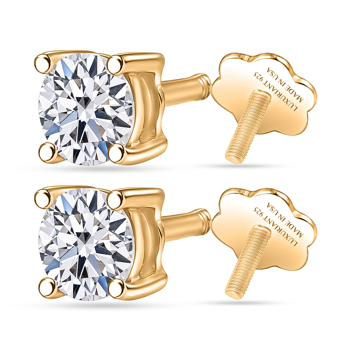 Luxuriant Lab Grown Diamond G-H SI 0.90 ctw Earrings in 18K Vermeil Yellow Gold Over Sterling Silver image number 3